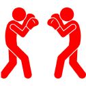 Two red stick figures in boxing stance.