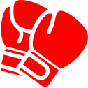 Red boxing gloves on black background.